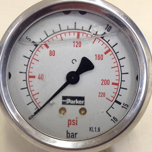 Used PARKER 0-16 PSI Pressure Gauge KL1,6 #76774