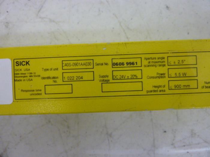 Used SICK OPTIC ELECTRONIC Light Curtain Transmitter C40S-0901AA030 #50947