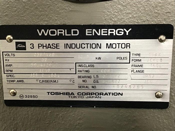 Used TOSHIBA 25 HP Induction Motor JIS C 4004 25 HP Used