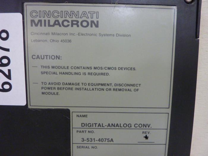 Used CINCINNATI MILACRON Digital-Analog Converter 3-531-4075A #62679
