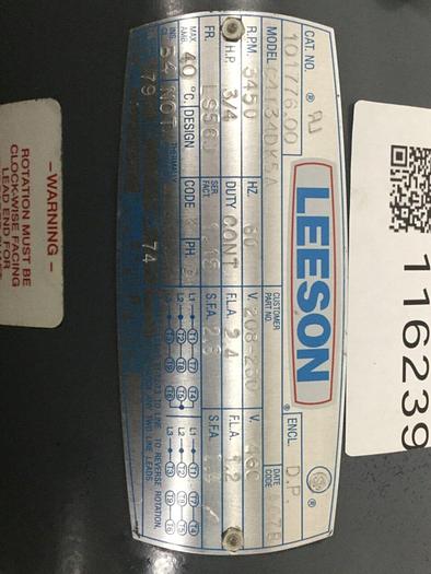 Used LEESON ELECTRIC CO Motor C4T34DK5A #116239