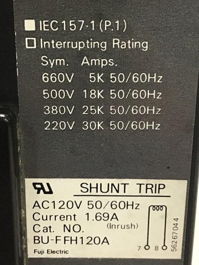Used FUJI ELECTRIC 70 Amp Circuit Breaker BU-ESB3070 #127458