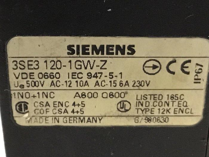 Used SIEMENS Limit Switch3 3SE3 120-1GW-Z #121155