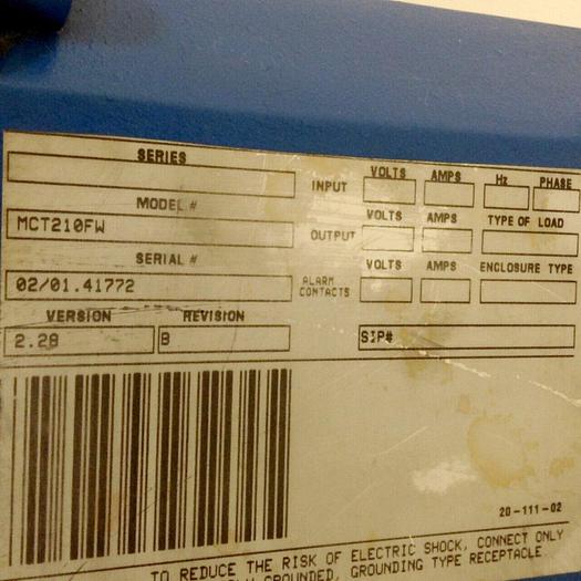 Used CALGON CORPORATION Pulsatrol Pulsafeeder MCT210FW Used