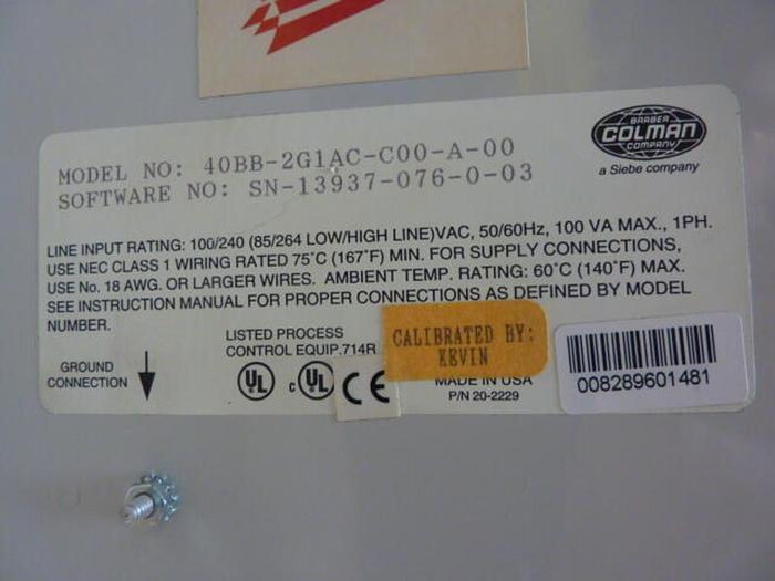 Used BARBER COLMAN Control Card Rack 40BB-2G1AC-C00-A-00 #36391