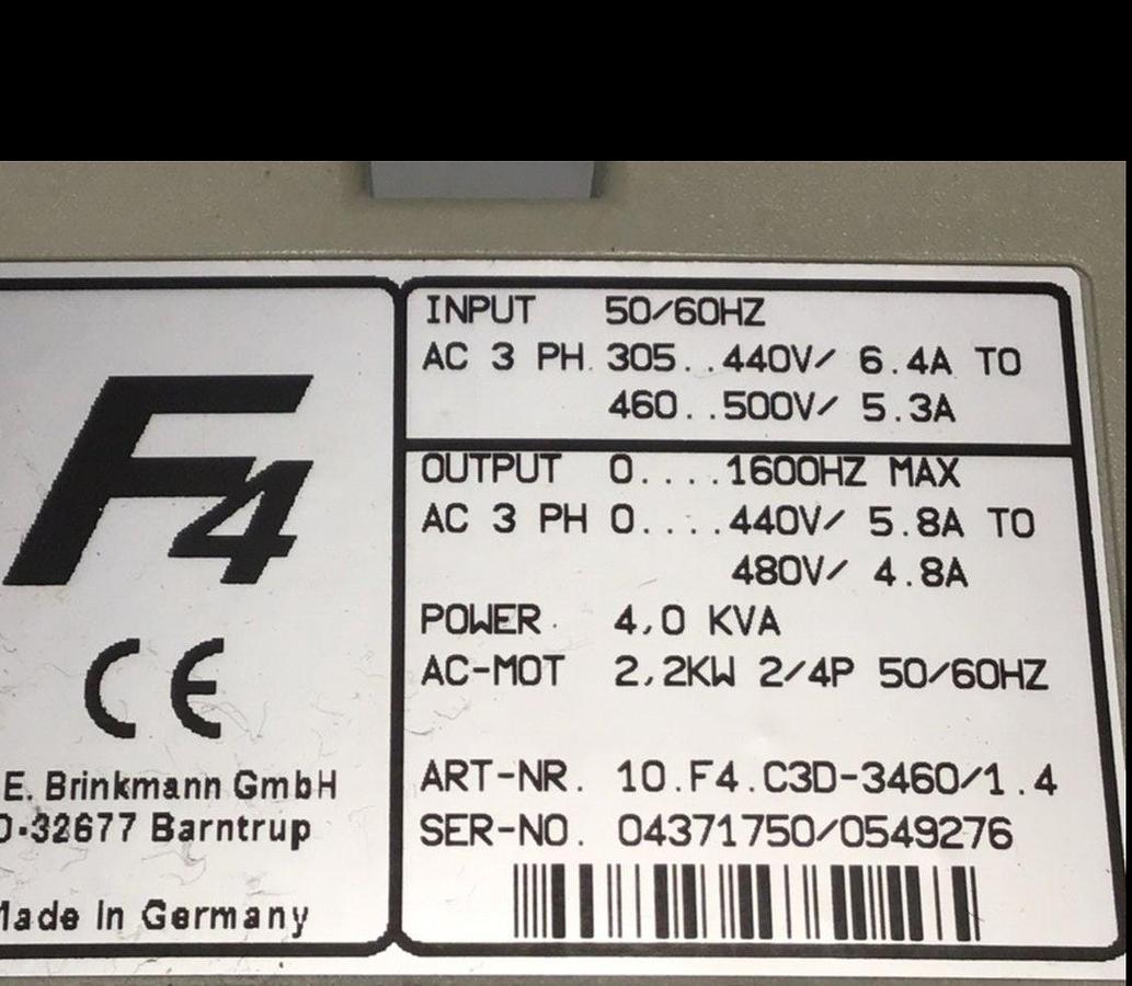 Used KEB Inverter 10.F4.C3D-3460/1.4 USED