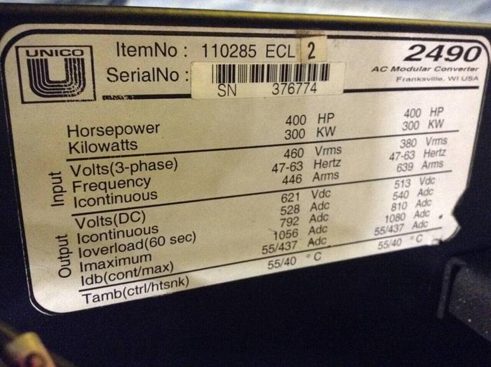 Used UNICO AC Modular Inverter / Converter 110285 ECL 2 Used