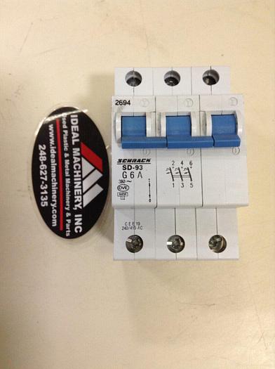 Used SCHRACK 6 Amp Circuit Breaker SD-93G 6A #75710