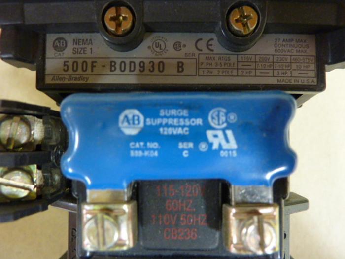 Used ALLEN BRADLEY AC Contactor 500F-BOD930 SER B #55277