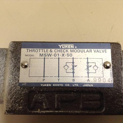 Used YUKEN Throttle & Check Modular Valve MSW-01-X-50 #72545