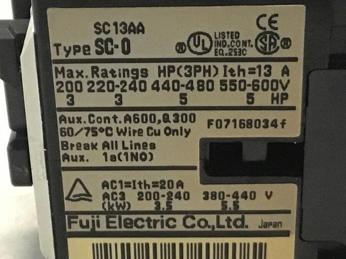 Used FUJI ELECTRIC Contactor SC-0 SC13AA Used