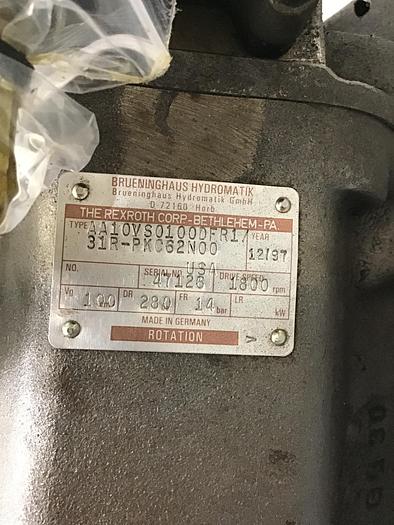 Used BRUENINGHAUS HYDROMATIK Pump AA10VS0100DFR1/31R-PKC62N00 Used #144315