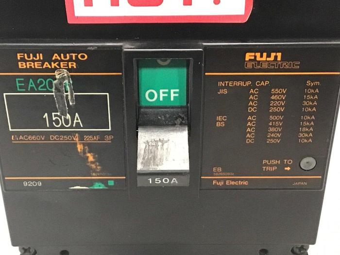 Used FUJI ELECTRIC 150 Amp Circuit Breaker EA203B-150 Used