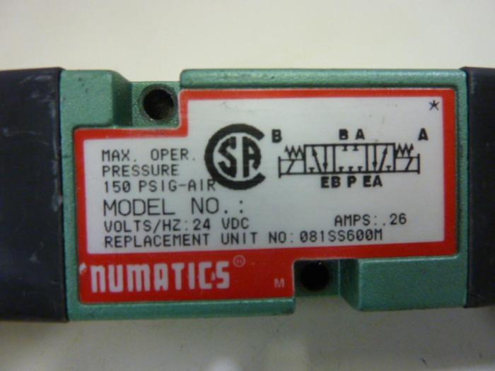 Used NUMATICS Solenoid Valve 081SS600M #61597