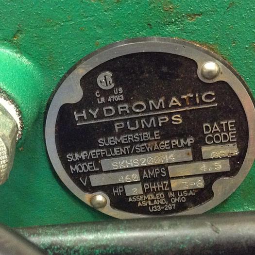 Used HYDROMATIC PUMP Submersible/Sump/Sewage Pump SKHS200M4 #75143