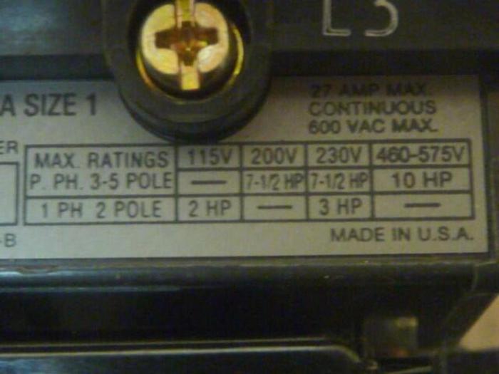 Used ALLEN BRADLEY Motor Starter Size 1 509-BOD-9A-90 SER B W50 #31038