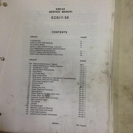 Used CLARK EQUIPMENT Service Manual SM548 #70916