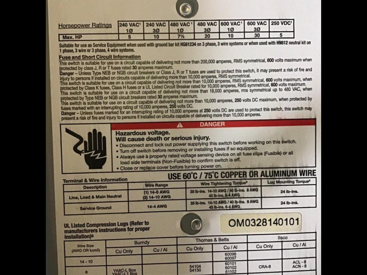 Used SIEMENS 30 Amp Safety Disconnect Switch HNF361 VBII USED