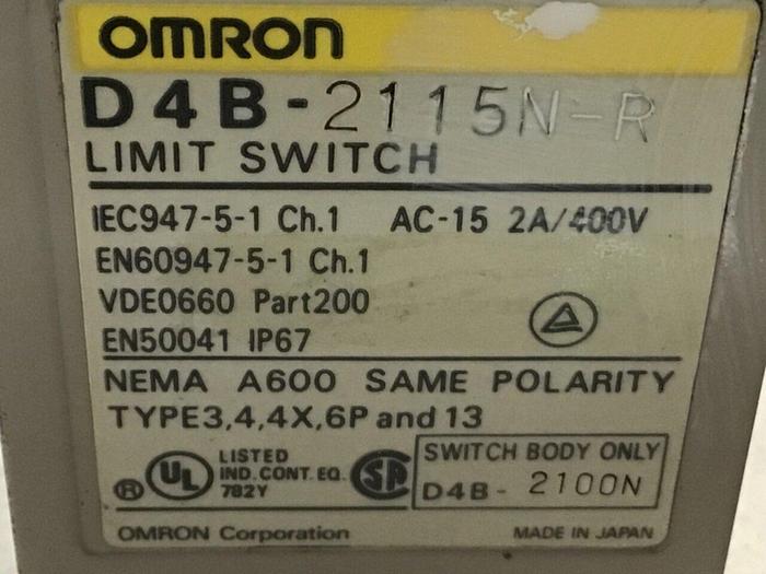 Used OMRON Limit Switch D4B-2115N-R #121504