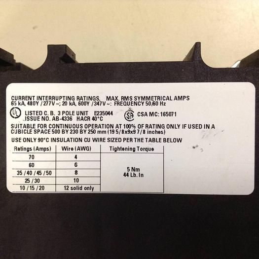 Used SIEMENS 30 Amp Circuit Breaker 3RV1 742-5ED10 #86040