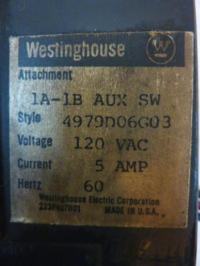 Used WESTINGHOUSE 100 Amp Circuit Breaker ...4975D71G44 (CAN'T READ) #28458