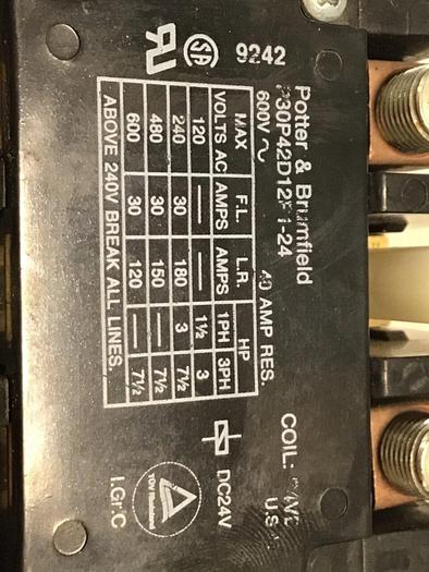 Used POTTER & BRUMFIELD Relay P3OP42D1281-24 #119187
