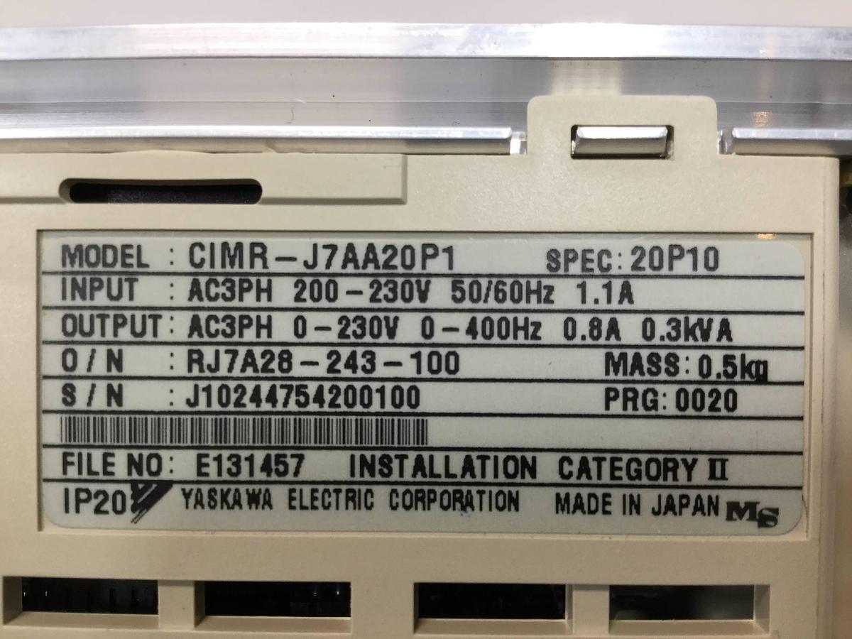 Used YASKAWA VS Mini J7 Inverter CIMR-J7AA20P1 USED