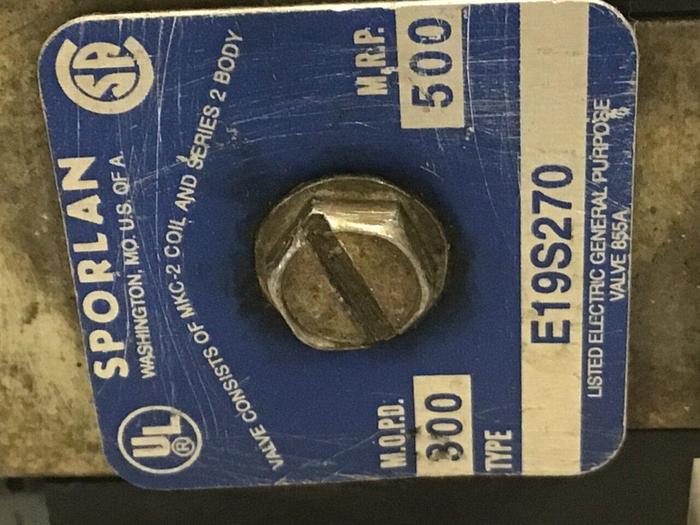 Used SPORLAN Valve E19S270 MKC-2 #124733