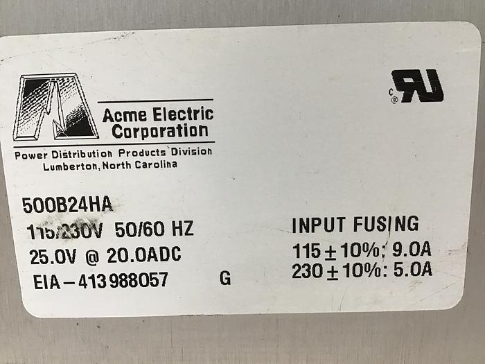 Used ACME ELECTRIC 500B24HA Power Supply Used #145425