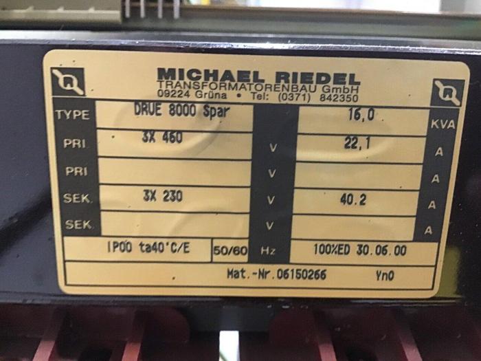 Used MICHAEL RIEDEL 16 kVA Transformer DRUE 8000 SPAR Used