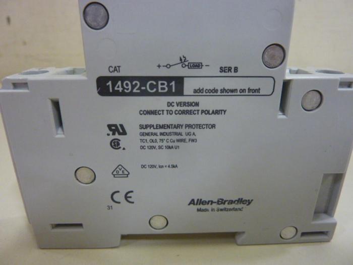 Used ALLEN BRADLEY 10 Amp Circuit Breaker 1492-CB1/DG100 SER B #63798