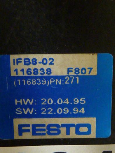 Used FESTO Control Block / Valve Terminal IFB8-02 #52842