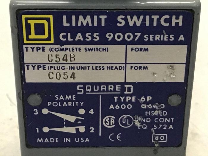 Used SQUARE D Limit Switch 9007-C54B #121701
