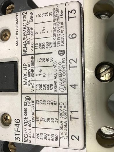 Used SIEMENS Contactor 3TF46 #139789