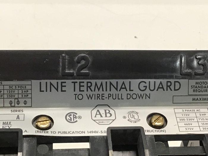 Used ALLEN BRADLEY 30 Amp Disconnect Switch 1494V-DS30 SER A #126255