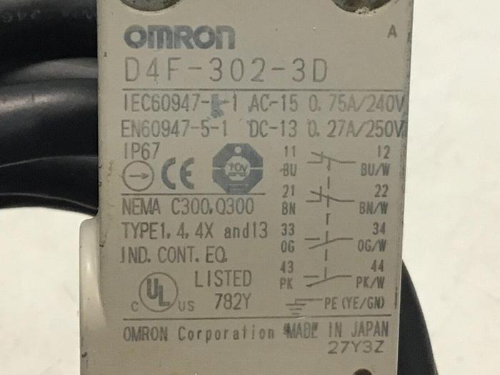 Used OMRON Limit Switch D4F-302-3D #128319