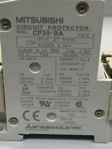 Used MITSUBISHI 10 Amp Circuit Protector CP30-BA-2P-10A #103606