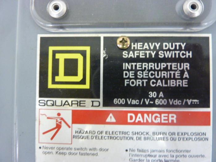 Used SQUARE D 30 Amp Safety Disconnect Switch CHU361AWK #50781