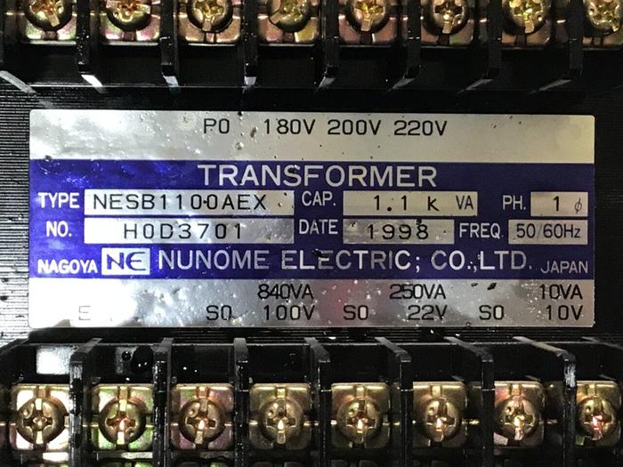 Used NUNOME ELECTRIC 840 VA Transformer NESB1100AEX Used #132264