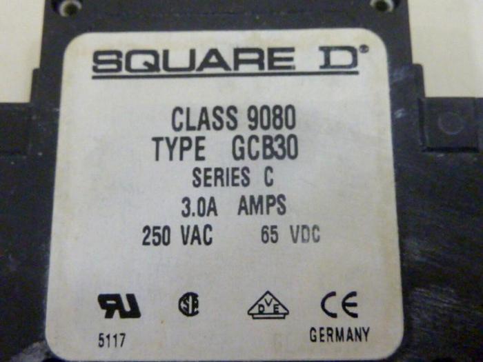 Used SQUARE D 3 Amp Circuit Breaker 9080-GCB30 #64317