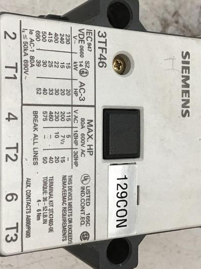 Used SIEMENS Contactor 3TF4622-OAK6 #144026