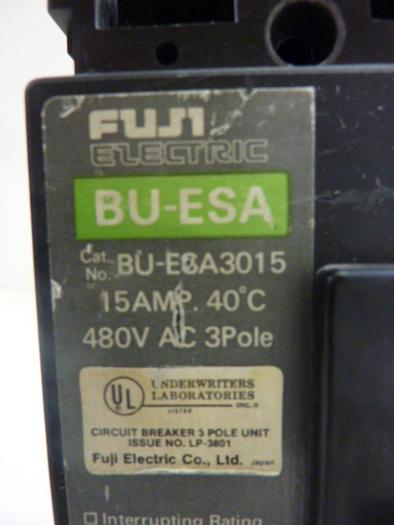 Used FUJI ELECTRIC 15 Amp Circuit Breaker BU-ESA3015 #46743