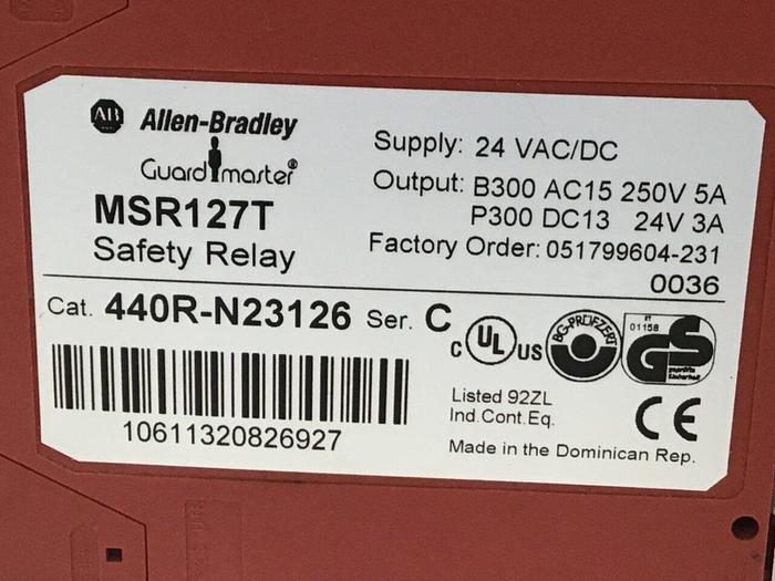 Used ALLEN BRADLEY Guardmaster Safety Relay 440R-N23126 SER C #129386