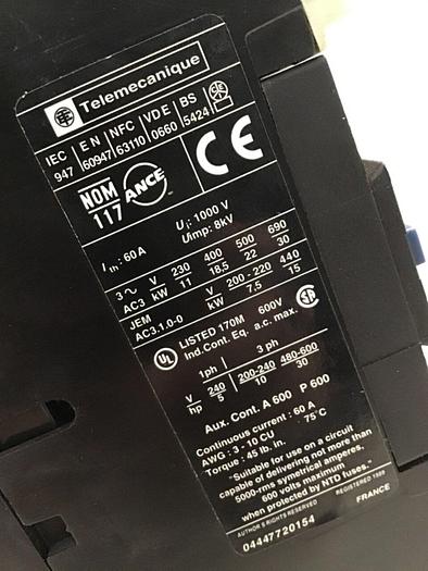 Used TELEMECANIQUE Contactor LP1D4011 #138651