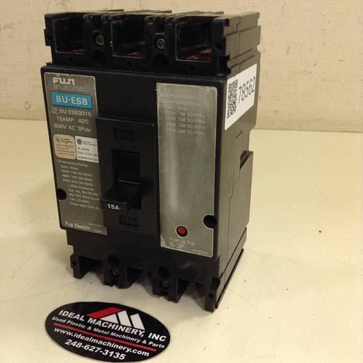 Used FUJI ELECTRIC 15 Amp Circuit Breaker BU-ESB3015 #78562