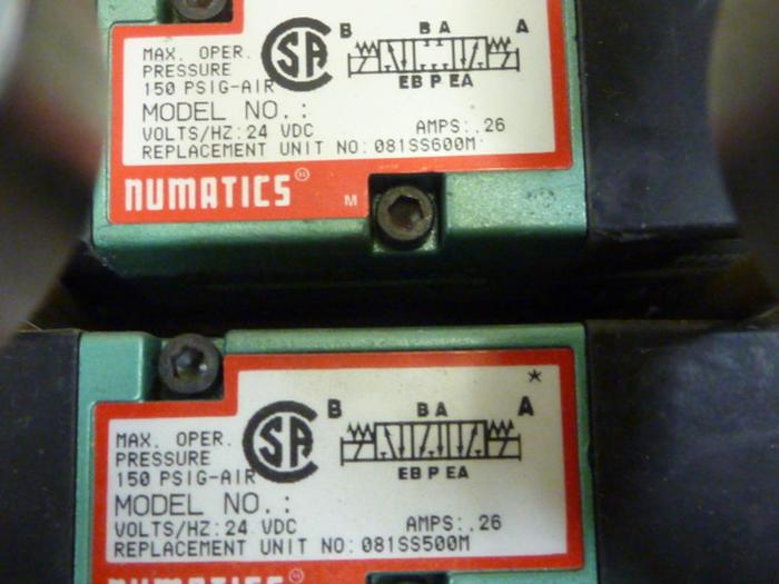 Used NUMATICS Control Block w/ Valves 082SA43AM #60110