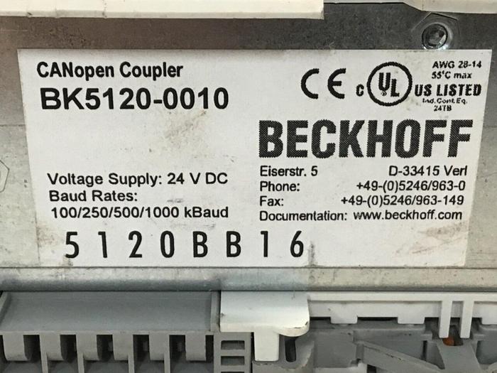 Used BECKHOFF CANopen Coupler BK5120 #138345