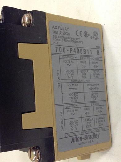 Used ALLEN BRADLEY AC Relay 700-P400B11 SER B #75836