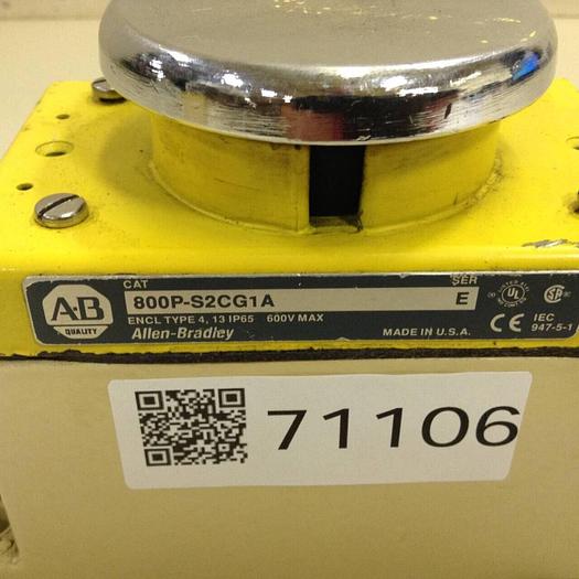 Used ALLEN BRADLEY Push Button 800P-S2CG1A SER E #71106