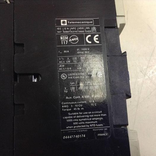 Used TELEMECANIQUE Contactor LP1D5011 #86198